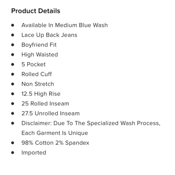 NWT Tie ‘Em Up Boyfriend Jeans—Medium Blue Wash, size 3 - Picture 6 of 9